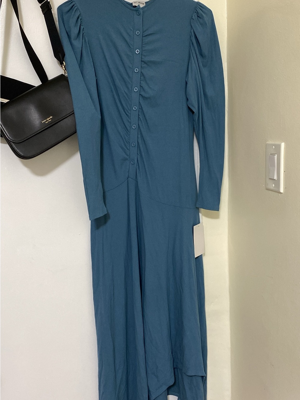 Dress Blank Long Sleeve Teal Button-Front Women’s Dress